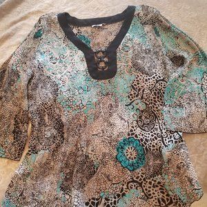 Dress Barn Long Sleeve Pleated Blouse